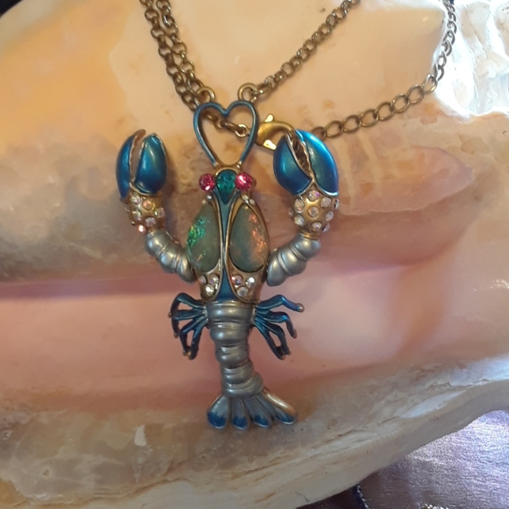 Betsey Johnson Blue LG lobster neclace